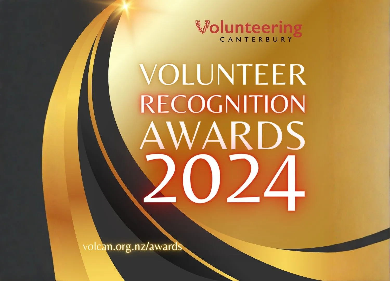 Gold banner stating "Volunteer Recognition Awards 2024".